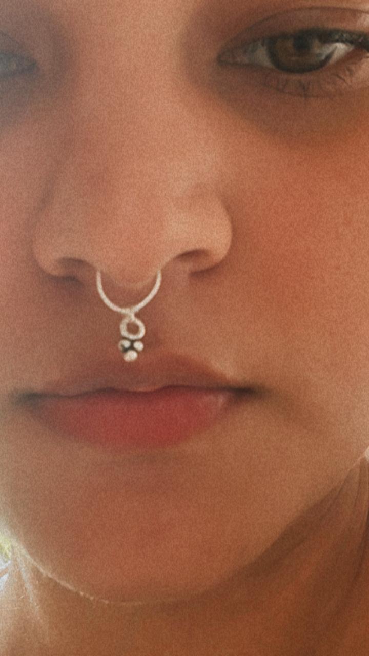 Tribal Rawa Charm Clip On Septum 925 Sterling Silver Nose Ring