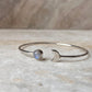 Moonstone Crescent Moon Adjustable 925 Sterling Silver Kada