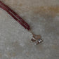 Pink Tourmaline 3-4mm Natural Crystal With Plumeria/ Frangipani Charm 925 Sterling Silver Choker Necklace