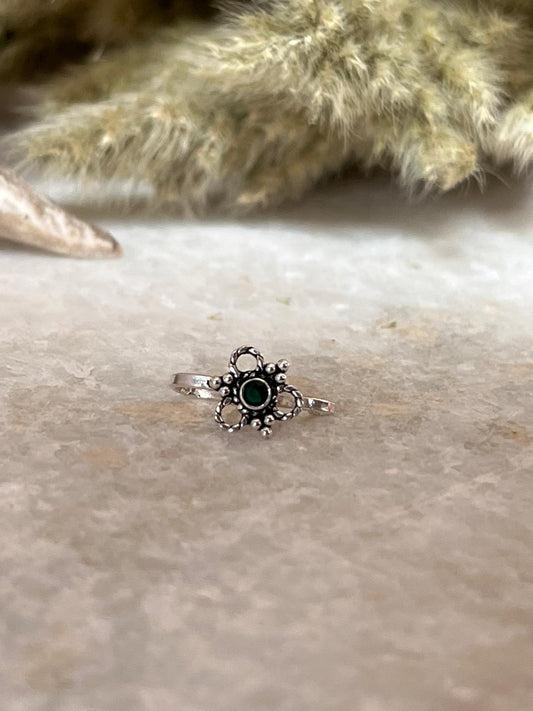 Green Flower Nose / Helix 925 Sterling Silver Clip On