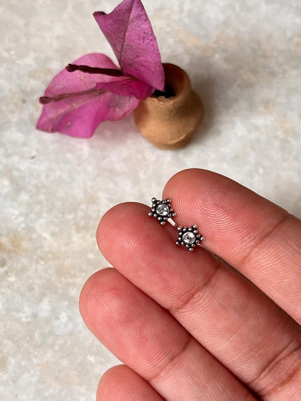 Star White Cz Stone Studs 925 Sterling Silver Earrings