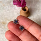 Flower Blue CZ Stone Studs 925 Sterling Silver Earrings  
