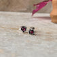Designer 925 silver leaf-shaped stud earrings with pink CZ  