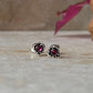 Leaf Pink CZ Stone Studs 925 Sterling Silver Earrings 