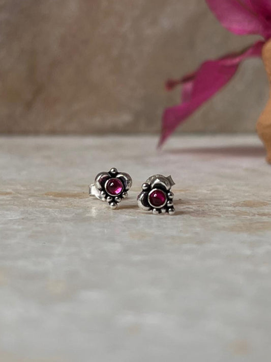 Leaf Pink CZ Stone Studs 925 Sterling Silver Earrings 