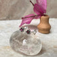 Classic leaf pink CZ sterling silver stud earrings for daily wear