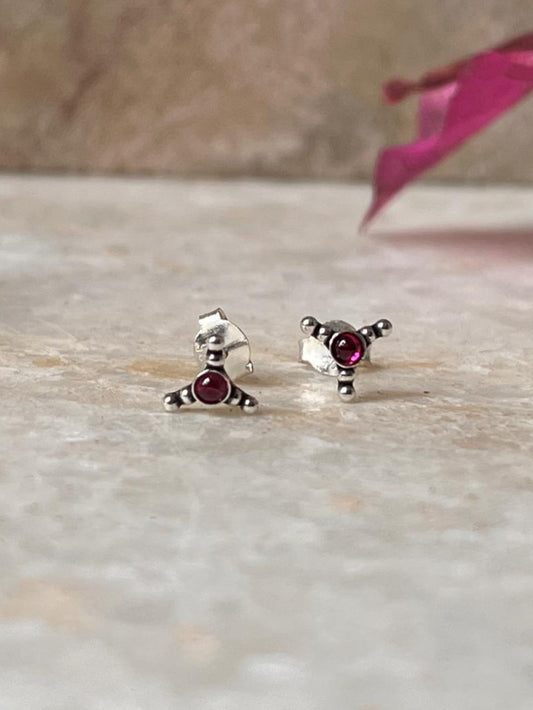 Teekona Pink CZ Stone Studs 925 Sterling Silver Earrings  