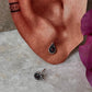 Dainty sterling silver drop studs with sparkling pink CZ  