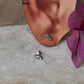 Elegant antique design white CZ stud earrings in sterling silver  