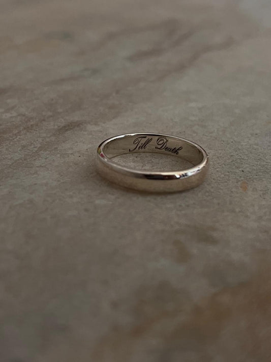 Till Death 4MM Band 925 Sterling Silver Ring- Couple Ring