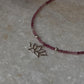 Pink Tourmaline Natural Crystal With Lotus Charm 925 Sterling Silver Choker Necklace