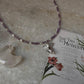 Amethyst & Fresh Water Rice Pearl Natural Crystal With Cherub Angel Charm 925 Sterling Silver Choker Necklace