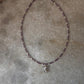 Amethyst & Fresh Water Rice Pearl Natural Crystal With Cherub Angel Charm 925 Sterling Silver Choker Necklace