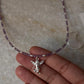 Amethyst & Fresh Water Rice Pearl Natural Crystal With Cherub Angel Charm 925 Sterling Silver Choker Necklace