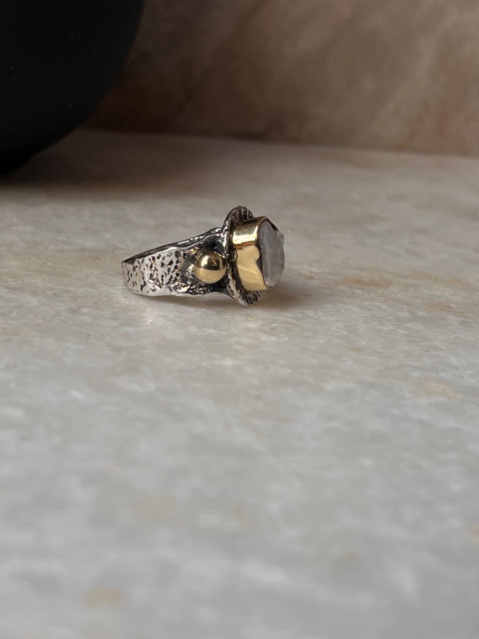 Baroque Pearl Rustic Fusion Handcrafted 925 Sterling Silver Ring
