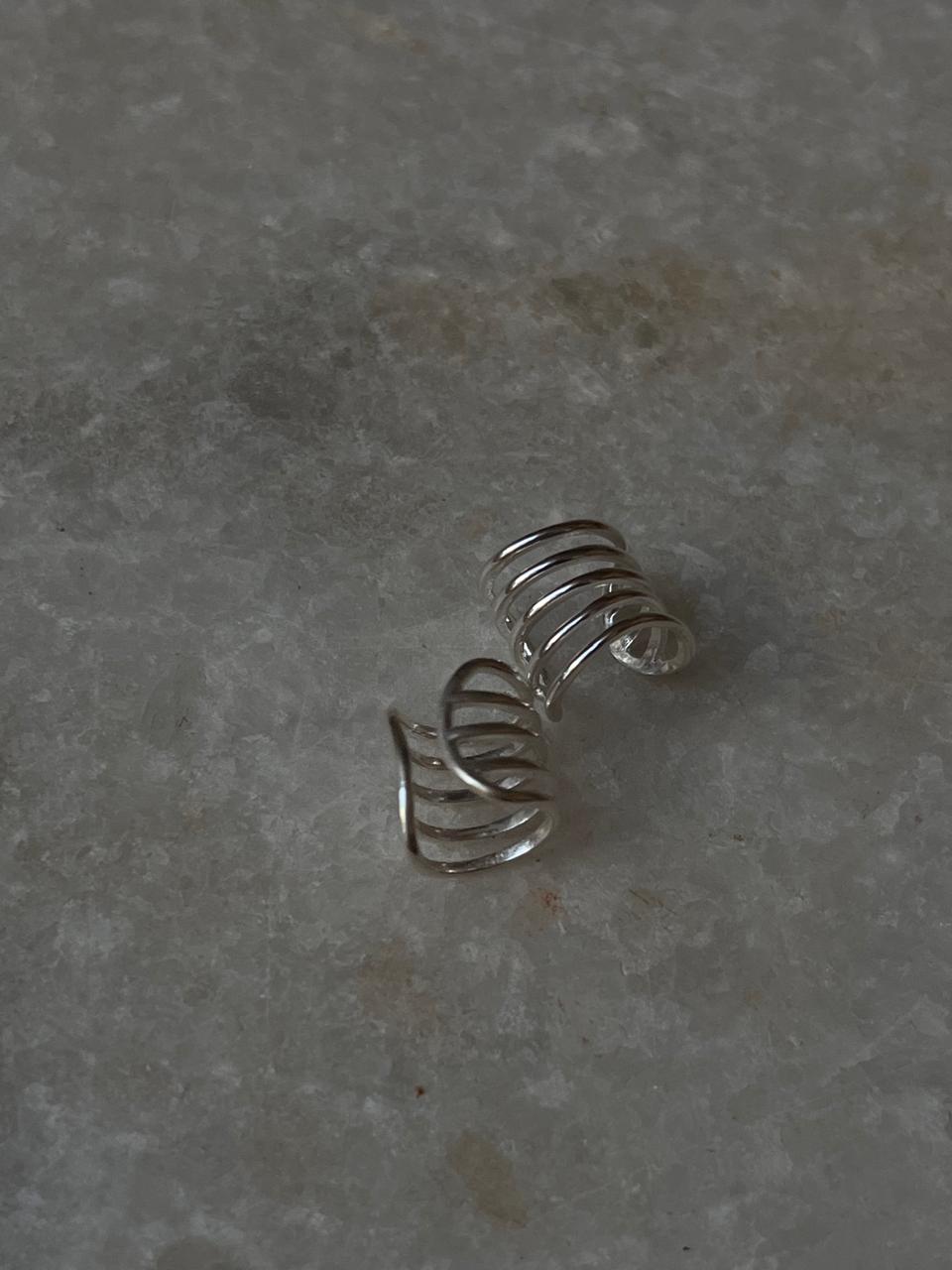 Minimalist Line Engraved Clip-On Helix Ear Cuff Silver