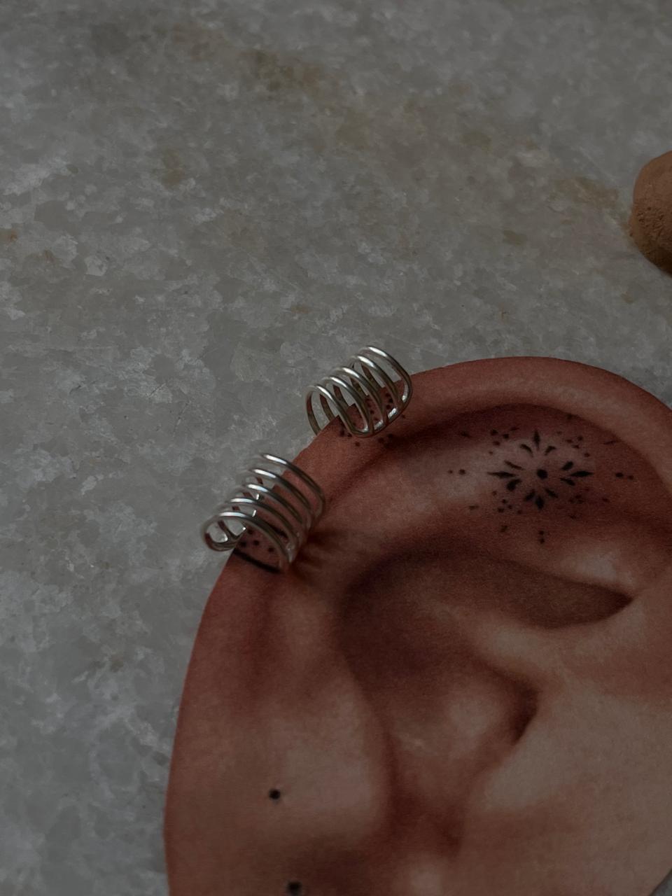 Lines Clip-On Helix Ear Cuff in 925 Sterling Silver  