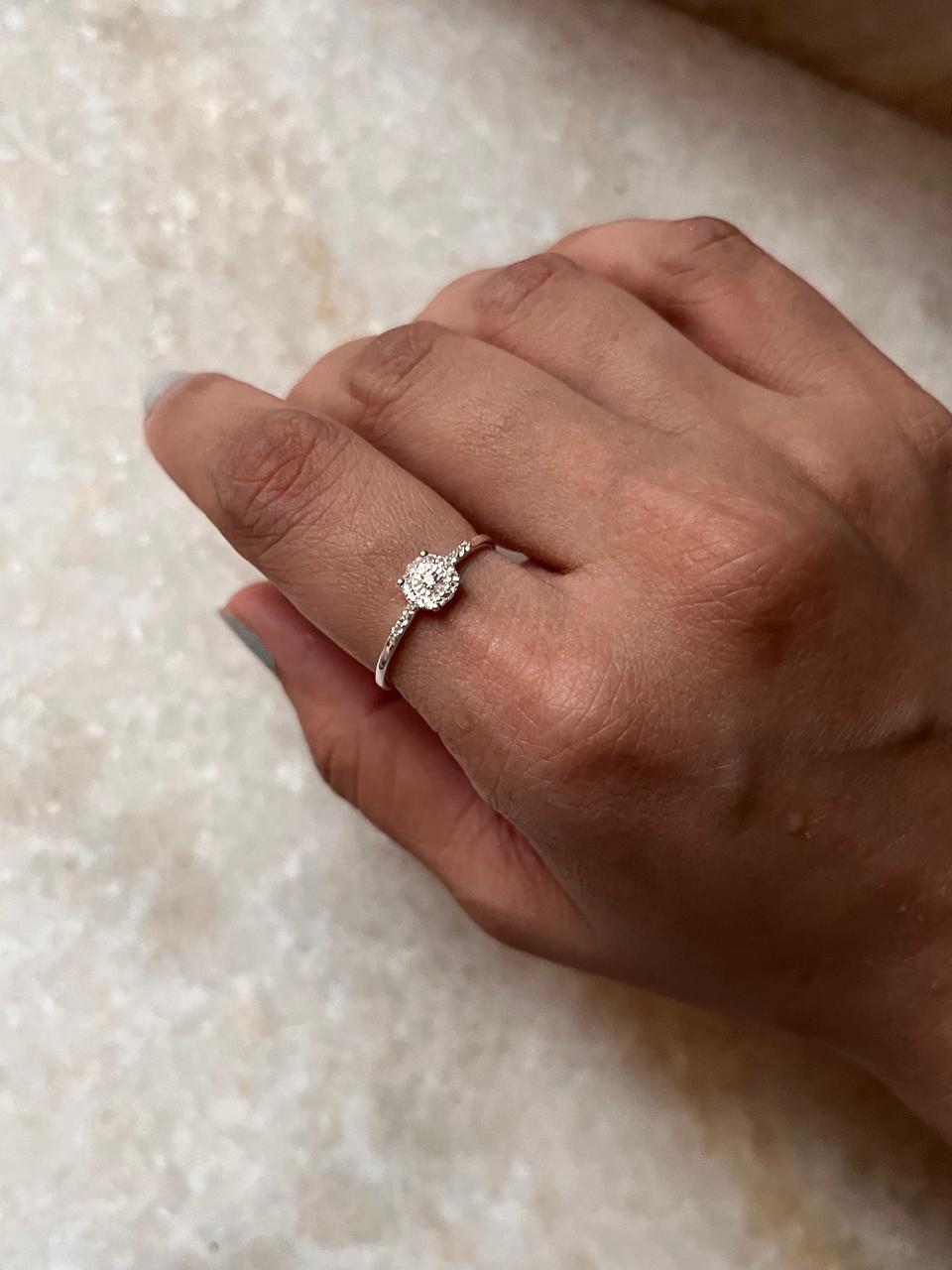 White Topaz Solitaire 925 Sterling Silver Ring