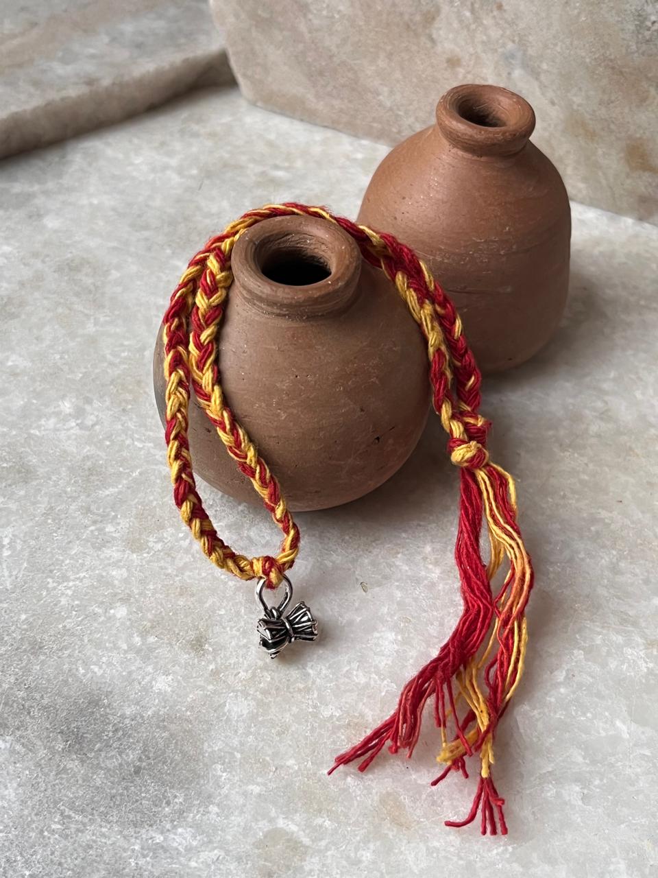 Traditional Shiv Damru Rakhi in 925 Silver