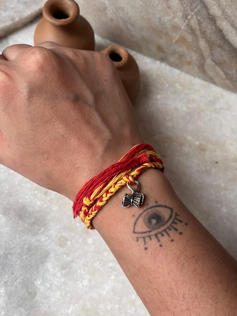 Handcrafted Silver Shiv Damru Rakhi for Raksha Bandhan  