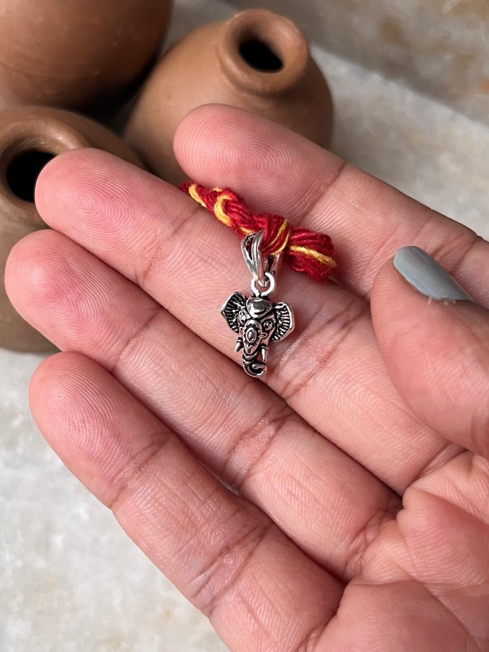 Ganesh Ji Reusable 925 Sterling Silver Rakhi  