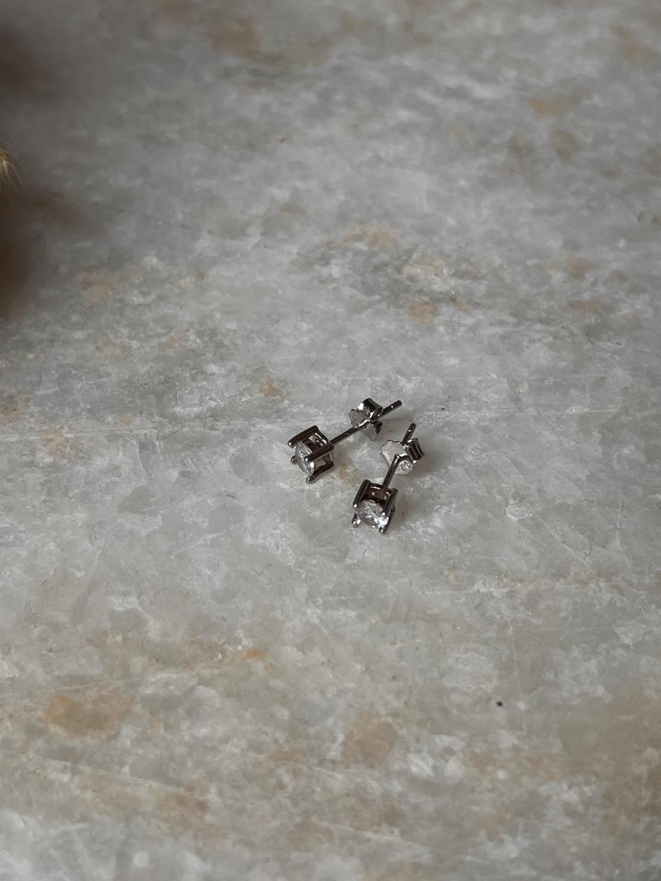 Elegant Round CZ 4mm Push Back Stud Earrings  