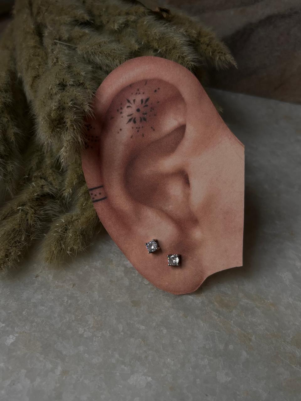 925 Sterling Silver Earrings with 4mm CZ Stones