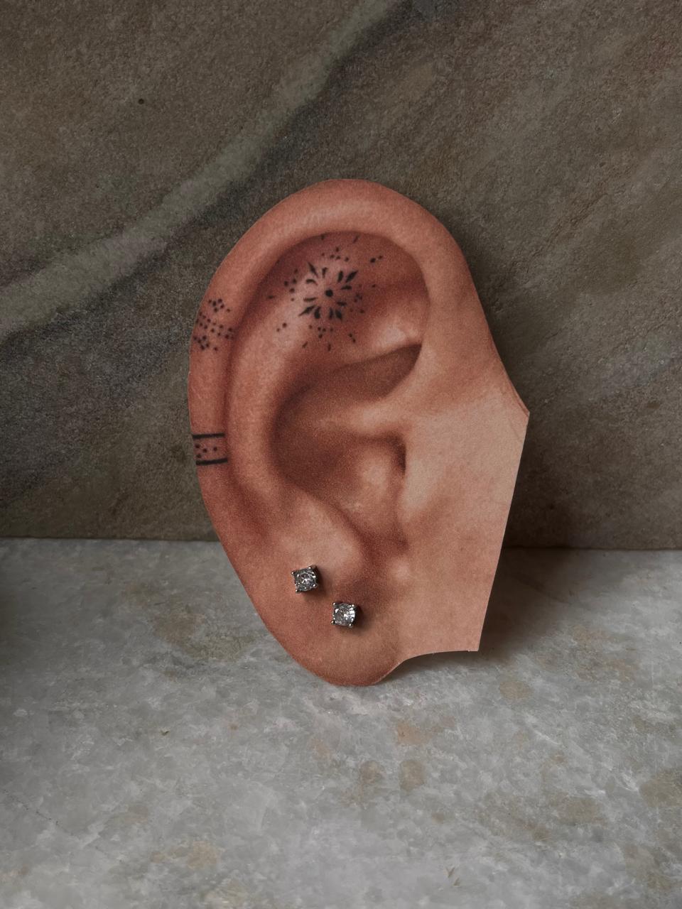 4mm Cubic Zirconia Round Studs in 925 Silver  