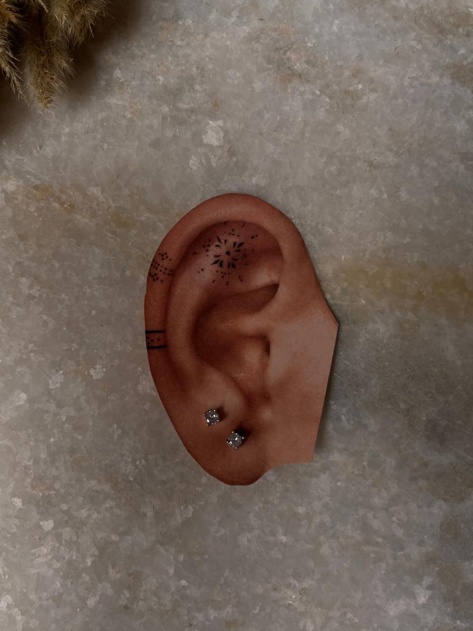 Dainty Round CZ 4mm Stud Earrings in Silver  