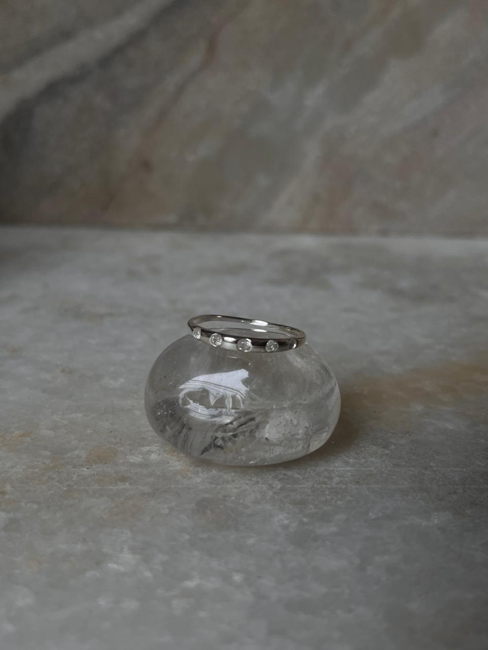 White Topaz Eclipse Band 925 Sterling Silver Ring