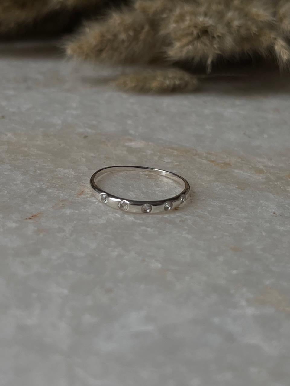 White Topaz Eclipse Band 925 Sterling Silver Ring