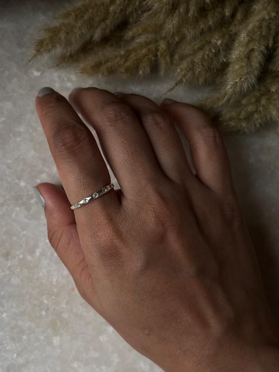 White Topaz Eclipse Band 925 Sterling Silver Ring