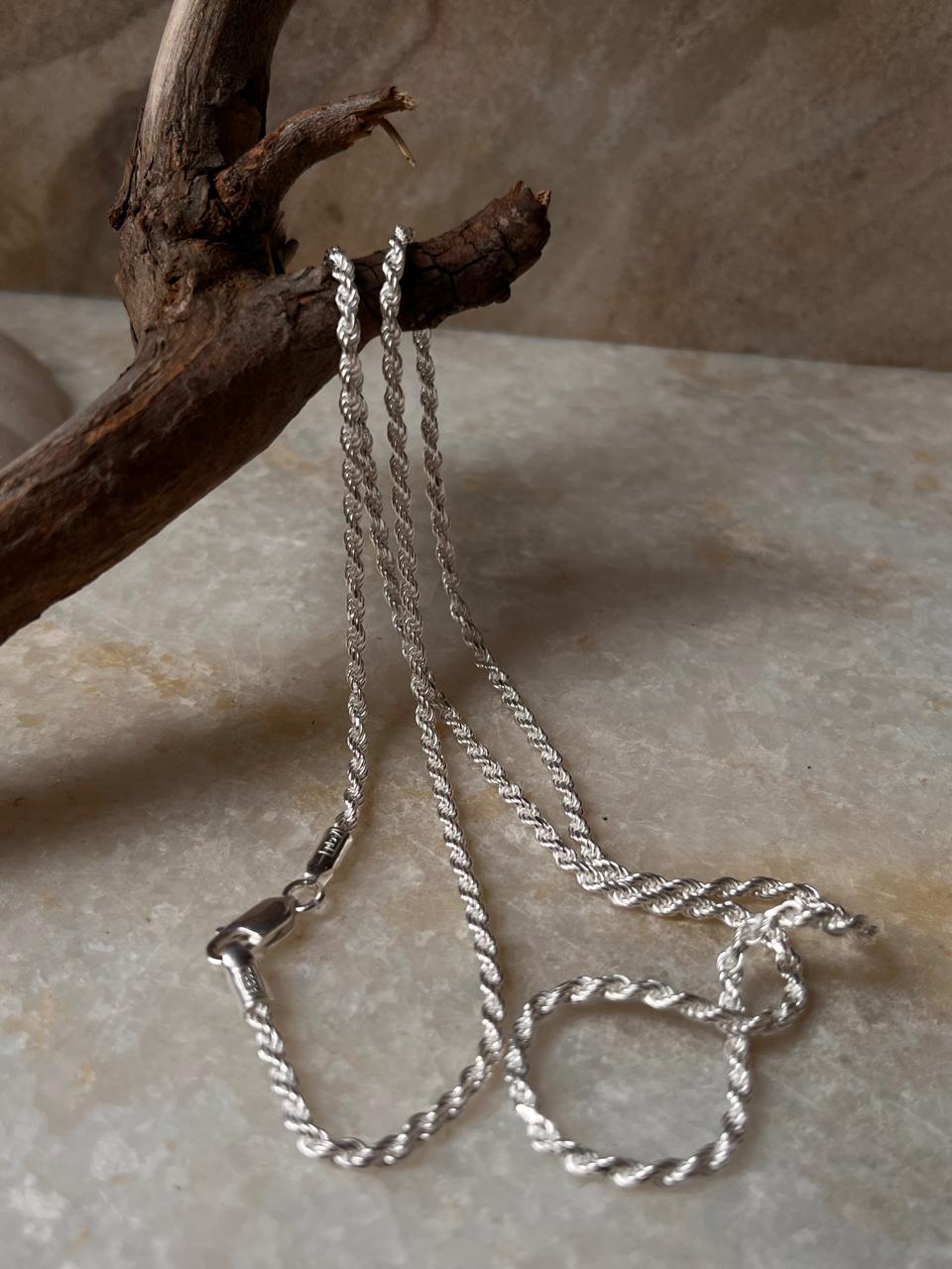 Handcrafted sterling silver twisted chain unisex