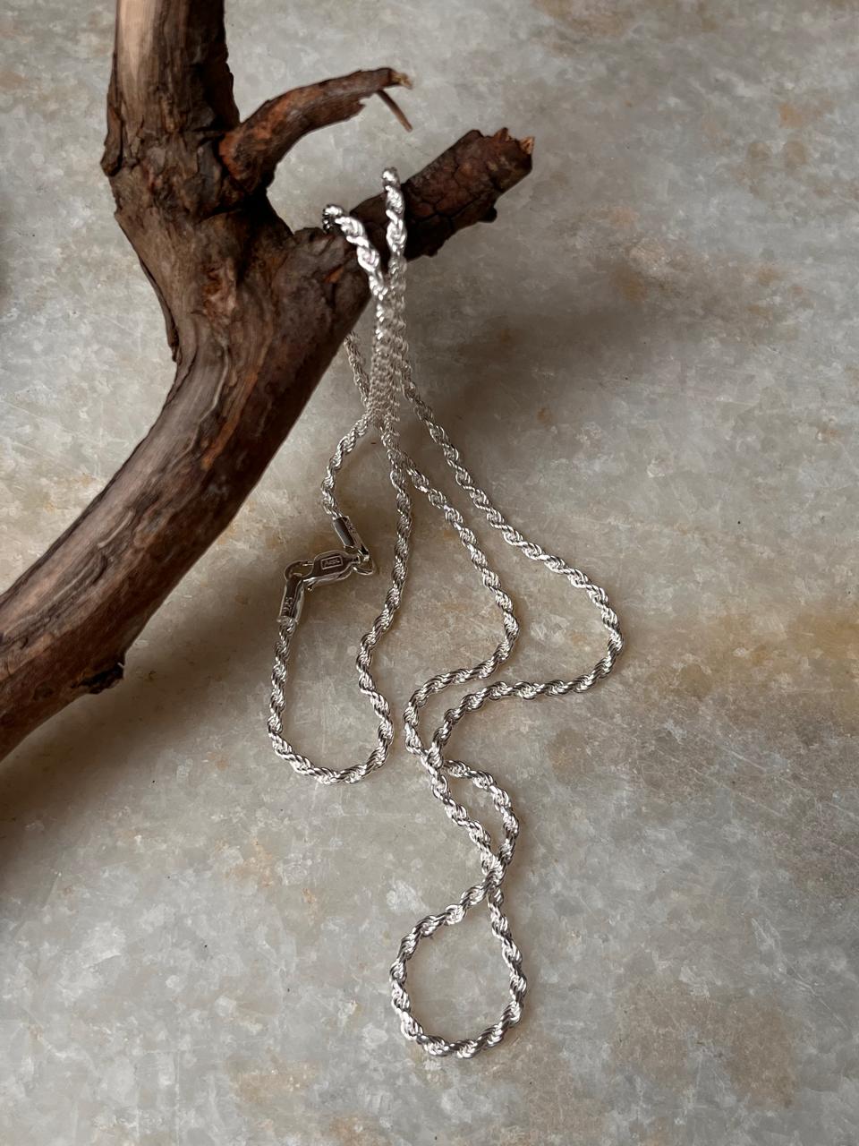 Twisted rope chain in 925 sterling silver unisex  