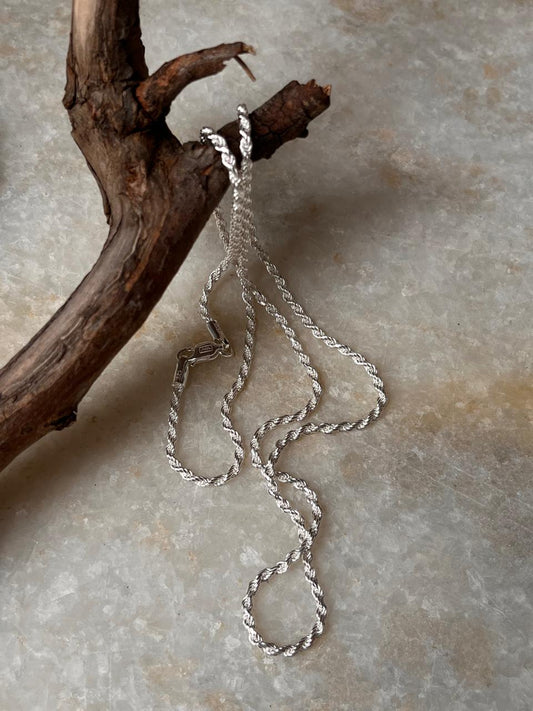 Twisted rope chain in 925 sterling silver unisex  