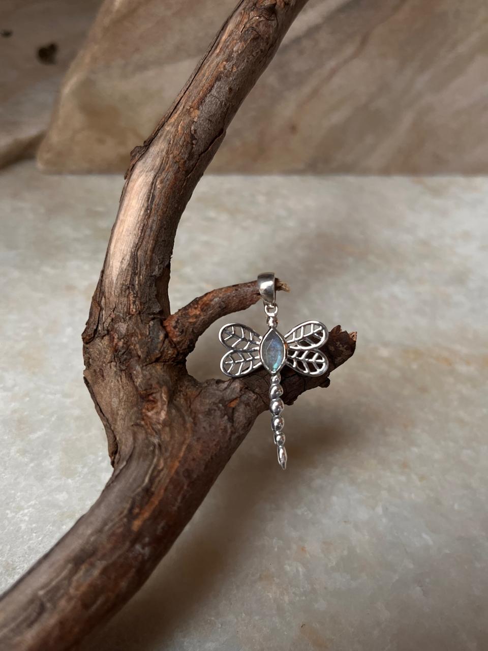 Labradorite Dragonfly 925 Sterling Silver Pendant