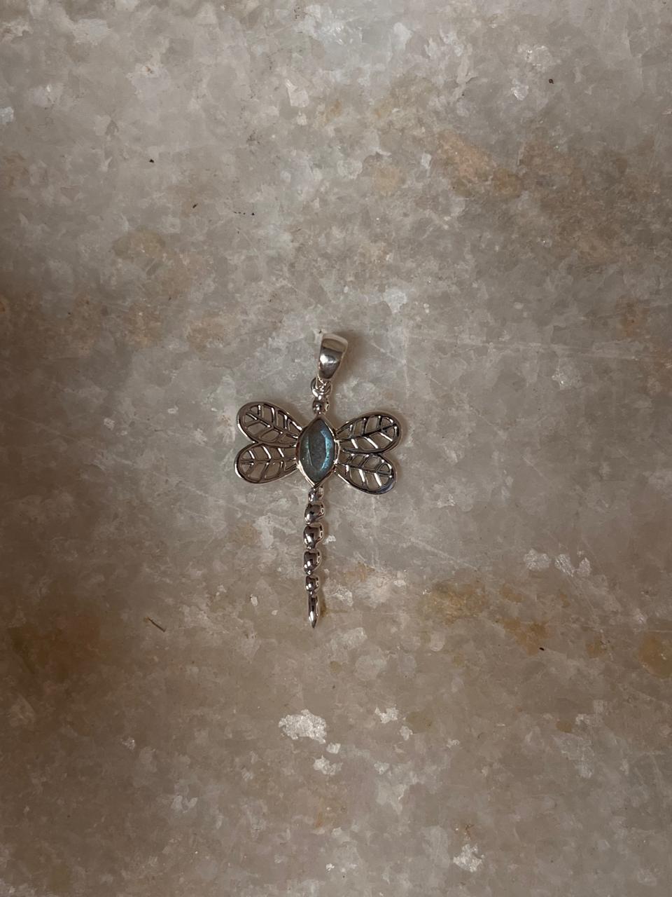 Labradorite Dragonfly 925 Sterling Silver Pendant