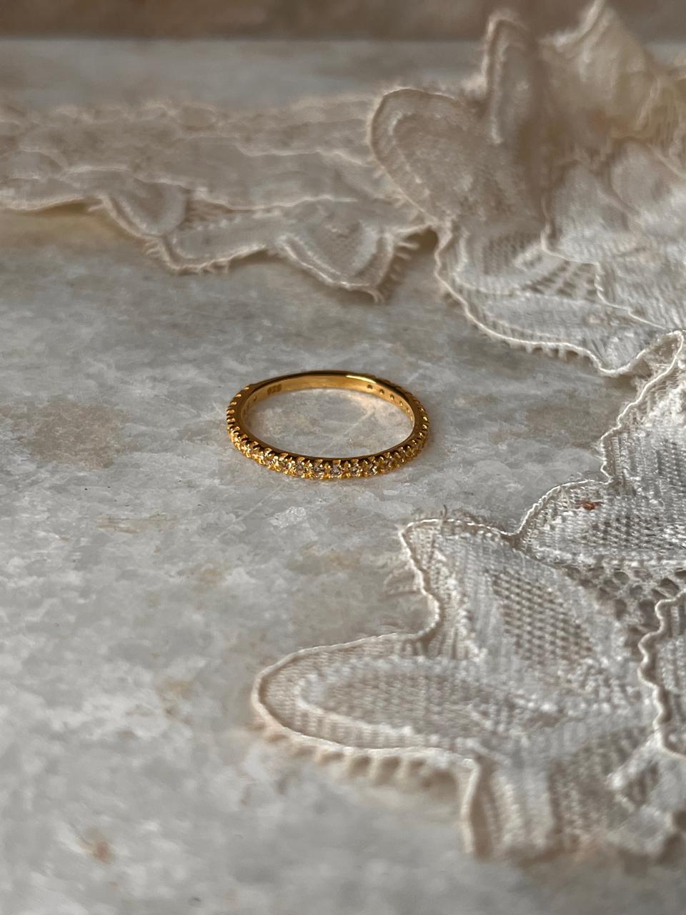 Gold Vermeil White Topaz Wedding Band Ring for Her