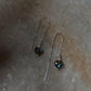 Labradorite heart and pearl threader earrings in 925 silver  