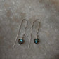 Minimalist silver threader earrings with labradorite heart accents