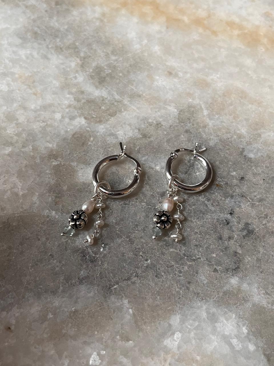 925 sterling silver hoop earrings with floral removable charms  
