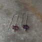 Long dangle earrings with amethyst butterfly and freshwater pearl 