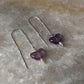 Sterling silver Sui Dhaga style earrings with amethyst and pearl accents
