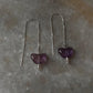 Long dangle earrings with amethyst butterfly and freshwater pearl 
