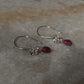 Floral design silver earrings with pink tourmaline and pearl drops