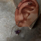 Delicate Sui Dhaga earrings with amethyst butterfly and pearl drop