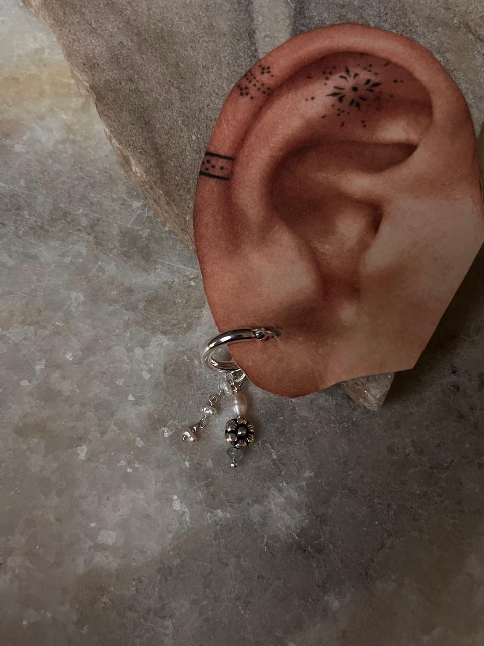 Handcrafted sterling silver Italian hoops with gemstone charms  