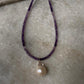 Statement choker with baroque pearls and purple amethyst crystals