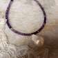 Unique baroque pearl and amethyst gemstone choker necklace
