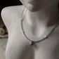 Aquamarine and silver shell charm necklace for women  